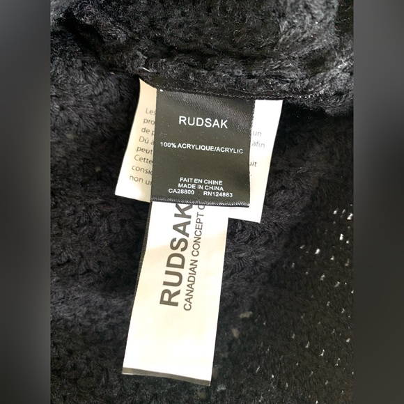 RUDSAK design shiny black acrylic knit crew neck long sweater top long sleeves - Picture 6 of 16